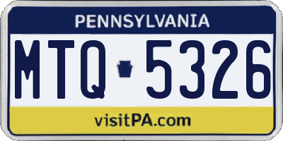 PA license plate MTQ5326