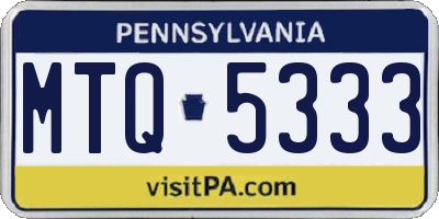 PA license plate MTQ5333