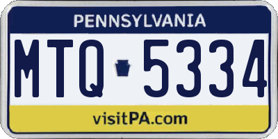 PA license plate MTQ5334