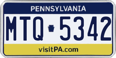 PA license plate MTQ5342