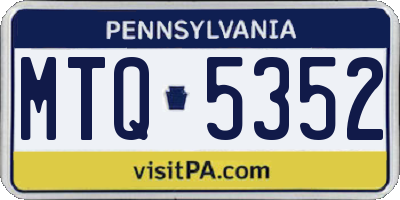 PA license plate MTQ5352