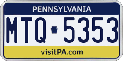 PA license plate MTQ5353