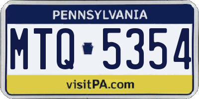 PA license plate MTQ5354