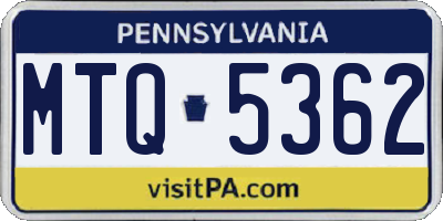 PA license plate MTQ5362