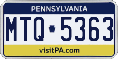 PA license plate MTQ5363