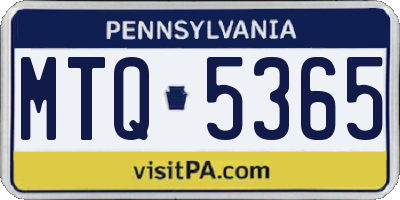 PA license plate MTQ5365