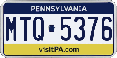 PA license plate MTQ5376