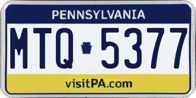 PA license plate MTQ5377