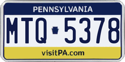 PA license plate MTQ5378