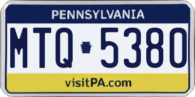 PA license plate MTQ5380