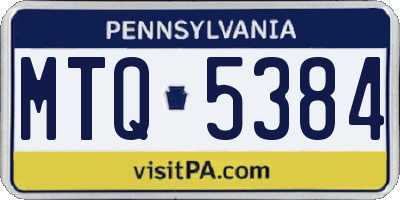 PA license plate MTQ5384