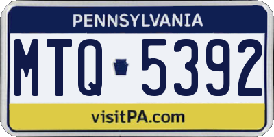 PA license plate MTQ5392