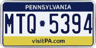 PA license plate MTQ5394