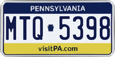 PA license plate MTQ5398