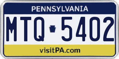 PA license plate MTQ5402