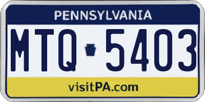 PA license plate MTQ5403