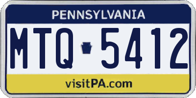 PA license plate MTQ5412