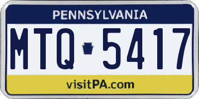 PA license plate MTQ5417