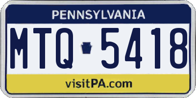 PA license plate MTQ5418