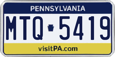 PA license plate MTQ5419