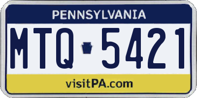 PA license plate MTQ5421