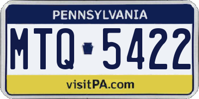 PA license plate MTQ5422