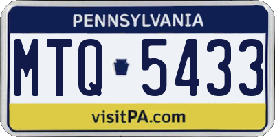 PA license plate MTQ5433