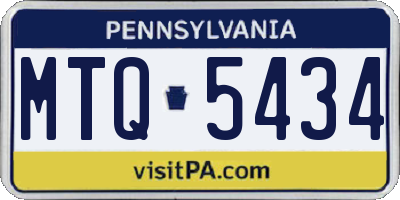 PA license plate MTQ5434