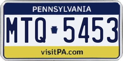 PA license plate MTQ5453