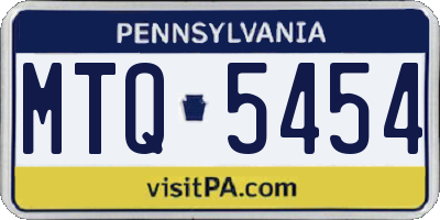 PA license plate MTQ5454