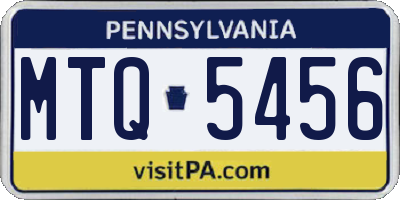 PA license plate MTQ5456