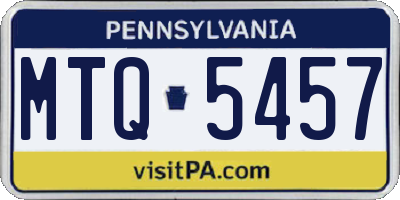 PA license plate MTQ5457