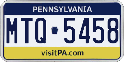 PA license plate MTQ5458