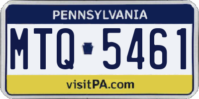 PA license plate MTQ5461