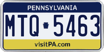 PA license plate MTQ5463