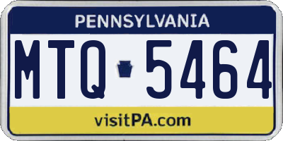 PA license plate MTQ5464