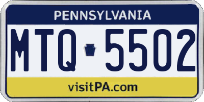 PA license plate MTQ5502