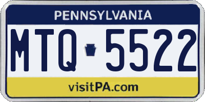 PA license plate MTQ5522