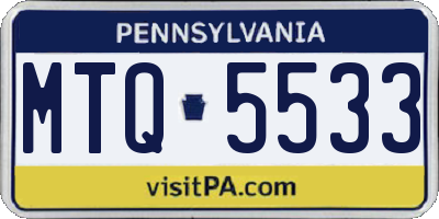 PA license plate MTQ5533