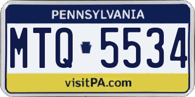 PA license plate MTQ5534