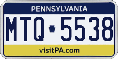 PA license plate MTQ5538