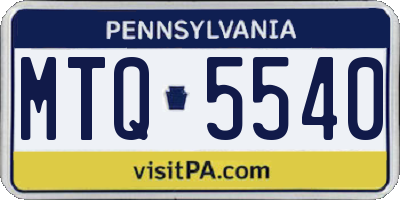 PA license plate MTQ5540