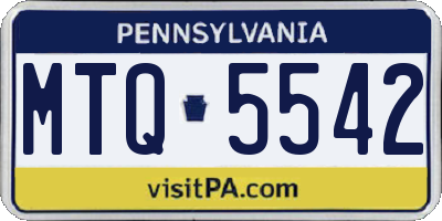 PA license plate MTQ5542