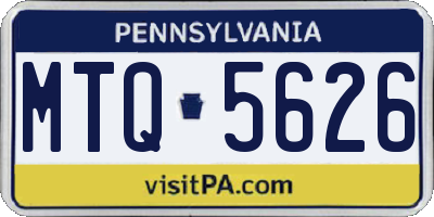 PA license plate MTQ5626