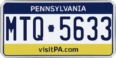 PA license plate MTQ5633