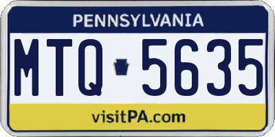 PA license plate MTQ5635