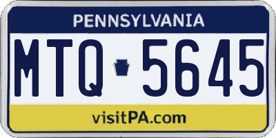 PA license plate MTQ5645