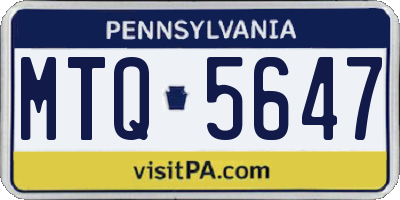PA license plate MTQ5647