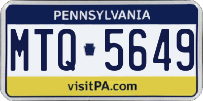 PA license plate MTQ5649