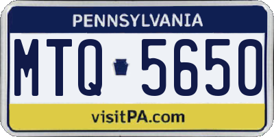 PA license plate MTQ5650